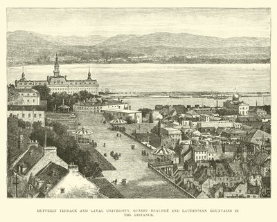 Dufferin-Terrasse und Laval-Universität, Quebec-Beaupre und Laurentianische Berge in der Ferne von English School