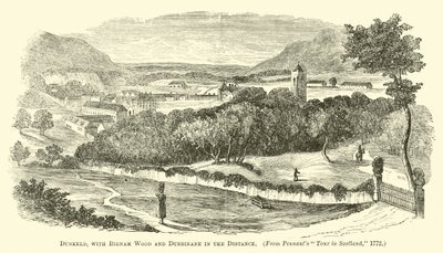 Dunkeld, mit Birnam Wood und Dunsinane in der Ferne von English School