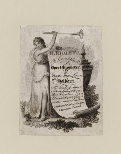 Färber und Reiniger, H Ridley, Visitenkarte von English School