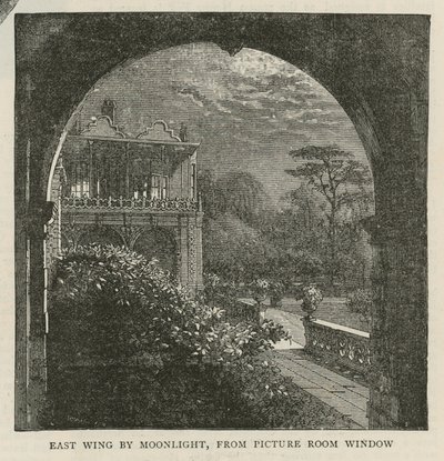 Ostflügel bei Mondschein, vom Fenster des Bildersaals, Holland House von English School