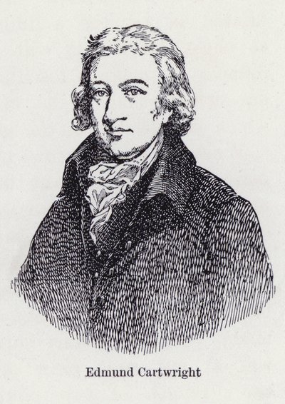 Edmund Cartwright, englischer Erfinder des mechanischen Webstuhls (Lithographie) von English School