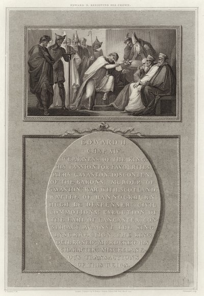 Eduard II. tritt seine Krone ab von English School