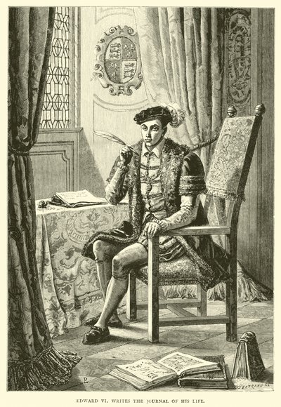 Eduard VI. schreibt das Tagebuch seines Lebens von English School