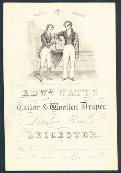 Edward Watts, Schneider und Wollwarenhändler, Visitenkarte von English School