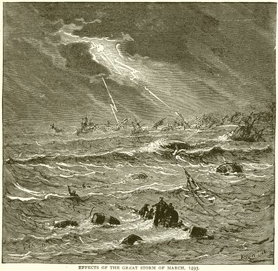 Auswirkungen des großen Sturms von März 1493 von English School