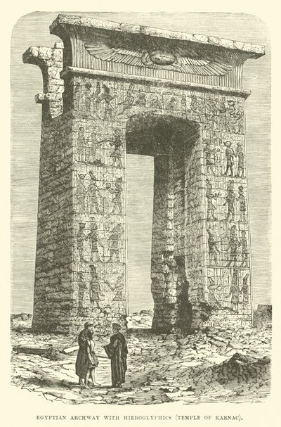 Ägyptischer Torbogen mit Hieroglyphen, Tempel von Karnak von English School