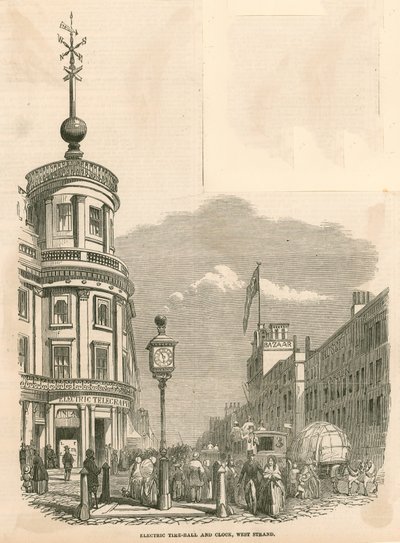 Elektrische Zeitkugel und Uhr, West Strand, London von English School