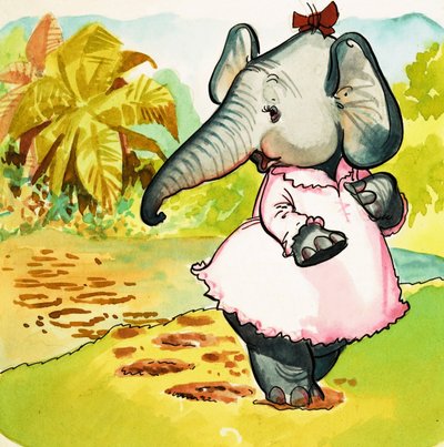 Elefant im Kleid von English School