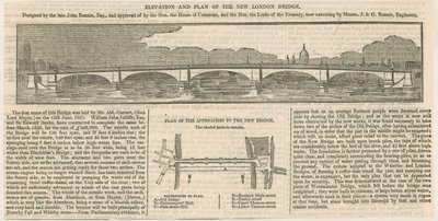 Aufriss und Plan der neuen London Bridge von English School