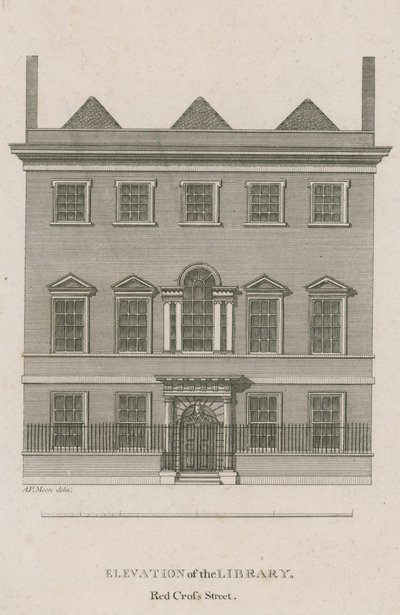 Ansicht der Bibliothek, Red Cross Street, London von English School