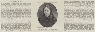 Elizabeth Mouat, von Shetland, die in der Smack Columbine nach Norwegen geweht wurde (Gravur) von English School