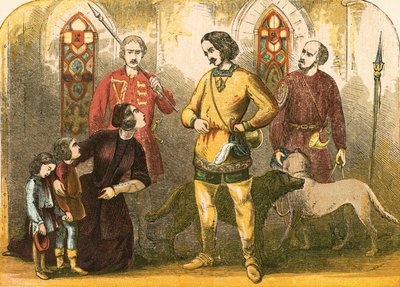 Elizabeth Woodville bittet König Edward, die Ächtung ihres verstorbenen Mannes aufzuheben von English School