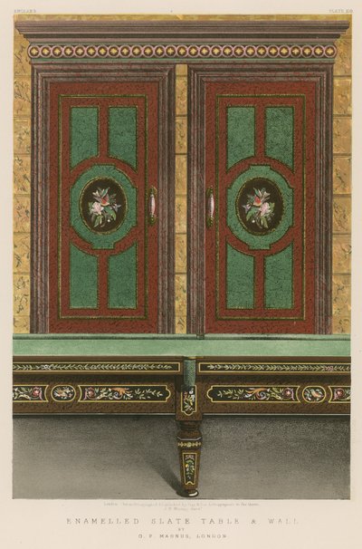 Emaille-Schiefertisch und Wand von G F Magnus, London von English School