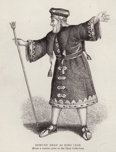 Der englische Schauspieler Edmund Kean in der Titelrolle in Shakespeares König Lear von English School