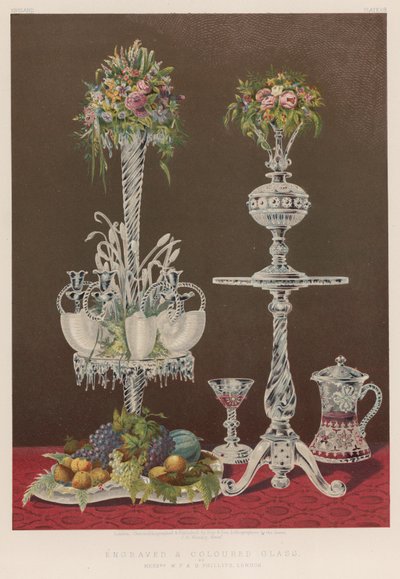 Graviertes und farbiges Glas von English School