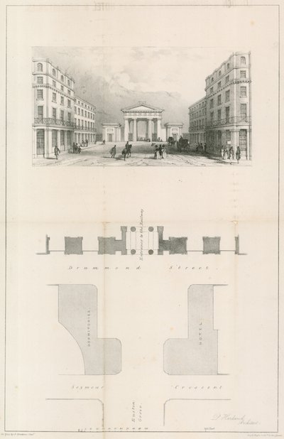 Eingang zum Euston-Bahnhof, London von English School