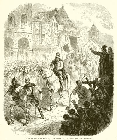 Einzug von Karl Martell in Paris nach der Niederlage der Sarazenen von English School
