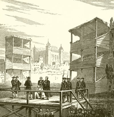 Hinrichtung von Lord Derwentwater auf dem Tower Hill, 1716 von English School