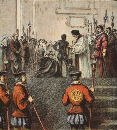 Hinrichtung von Maria, Königin von Schottland, veröffentlicht 1890 von English School