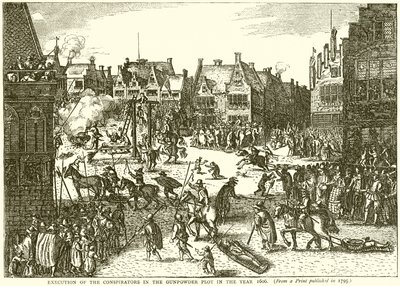 Hinrichtung der Verschwörer im Pulververschwörung im Jahr 1606 von English School