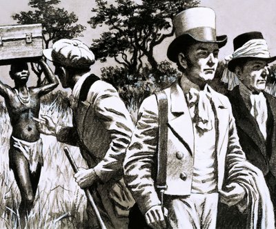 Entdecker machten sich auf den Weg nach Timbuktu in Afrika und trotzten der tropischen Hitze in Kleidung, die nur für Großbritannien geeignet war von English School
