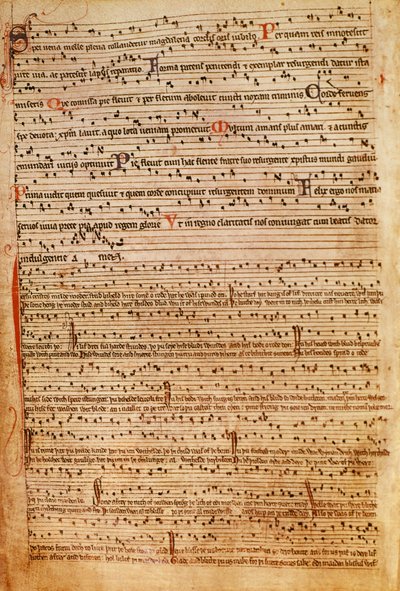 Mittelalterliche Musiknotation von English School