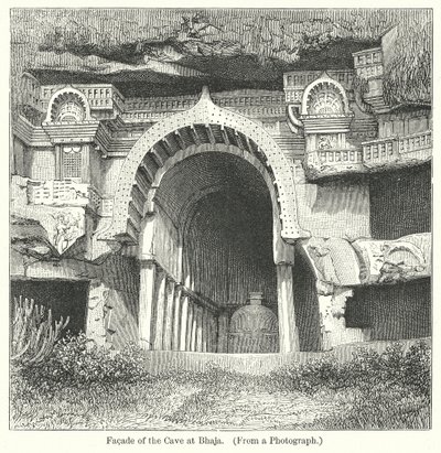 Fassade der Höhle in Bhaja (Gravur) von English School