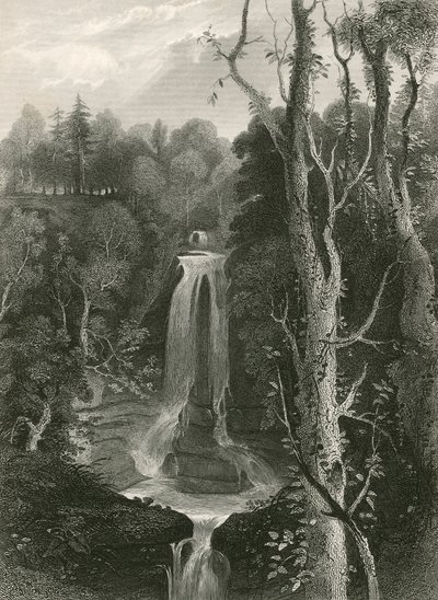 Wasserfälle von Acharn (Gravur) von English School