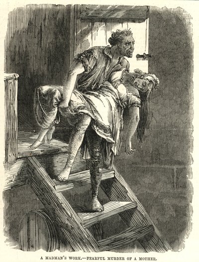Schrecklicher Mord an einer Mutter (Gravur) von English School