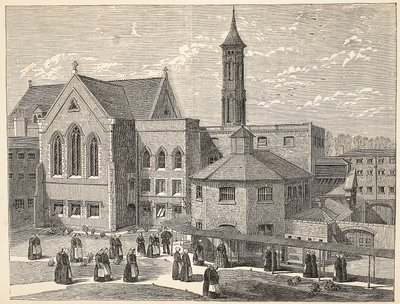 Weibliche Gefangene beim Training im Lüftungshof des Brixton-Gefängnisses, Illustration aus The Criminal Prisons of London and Scenes from Prison Life von Henry Mayhew und John Binny, veröffentlicht 1862 von English School