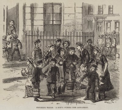 Wasser holen, eine Szene während des letzten Frosts (Gravur) von English School
