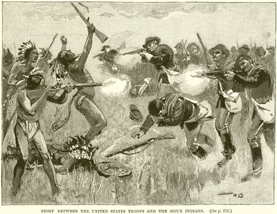 Kampf zwischen den US-Truppen und den Sioux-Indianern von English School