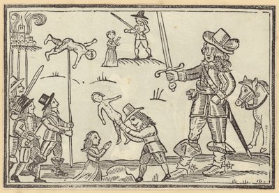 Figuren von Soldaten, die Schwerter gegen Kinder schwingen von English School
