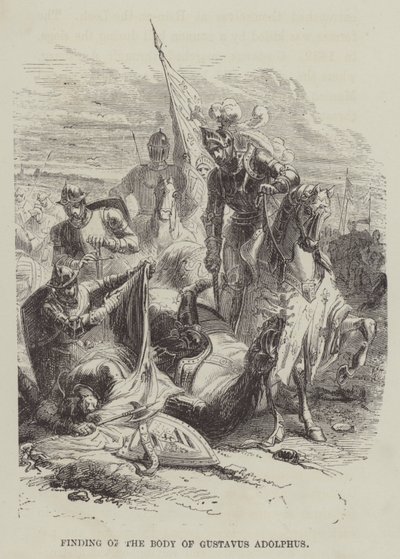 Auffindung des Leichnams von Gustav II. Adolf (Stich) von English School
