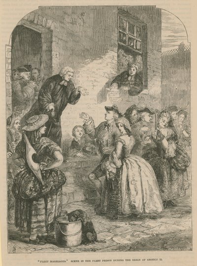 Fleet-Ehen; Szene im Fleet-Gefängnis während der Herrschaft von König George II von English School