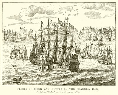 Flotten von Monk und Ruyter im Kanal, 1666 von English School
