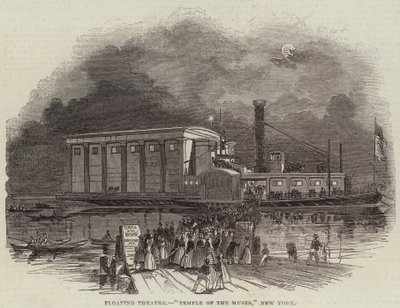 Schwimmendes Theater, "Tempel der Musen", New York (Stich) von English School