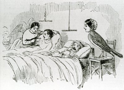 Florence Nightingale und einer ihrer pflegenden Engel auf der Krim von English School