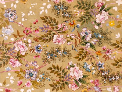 Blumiges Textildesign, möglicherweise von William Kilburn (1745-1818) von English School