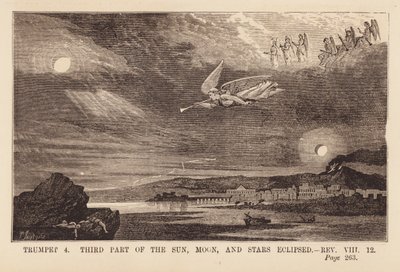Vierter Engel bläst seine Trompete und verdunkelt Sonne, Mond und Sterne (Gravur) von English School