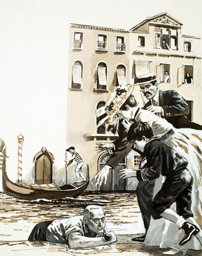 Frederick Rolfe klettert aus einem Kanal in Venedig von English School