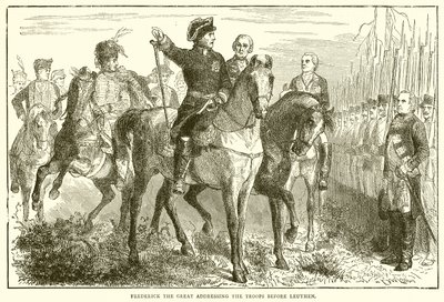 Friedrich der Große spricht die Truppen vor Leuthen an von English School