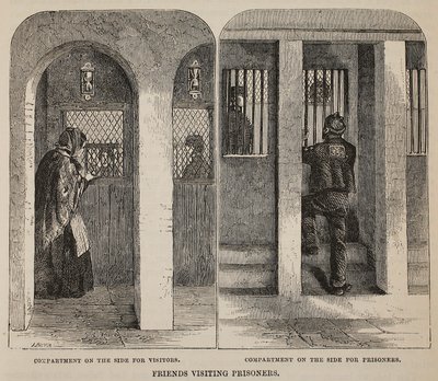Freunde besuchen Gefangene, Illustration aus The Criminal Prisons of London and Scenes from Prison Life von Henry Mayhew und John Binny, veröffentlicht 1862 von English School