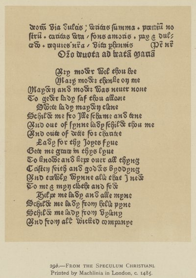 Aus dem Speculum Christiani, gedruckt von Machlinia in London, ca. 1485 (Lithografie) von English School