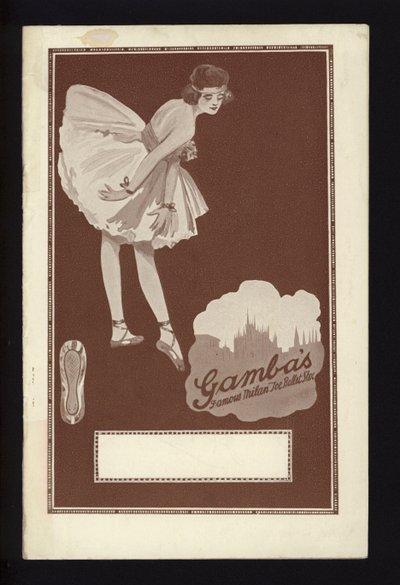 Titelseite des Katalogs von Gambas berühmtem Mailänder Zehen-Ballettschuh von English School
