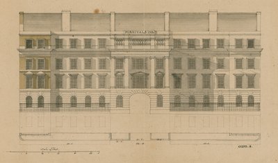 Vorderansicht von Furnivals Inn, Holborn, London von English School