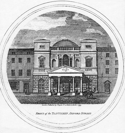 Vorderseite des Pantheon, Oxford Street, 1795 von English School