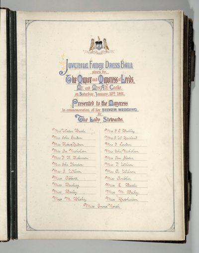 Frontispiz aus einem Souveniralbum des Juvenile Fancy Dress Ball, Leeds von English School