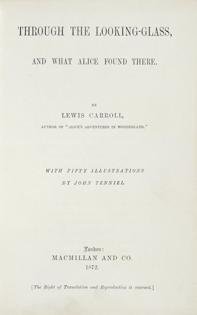 Frontispiz zu Alice hinter den Spiegeln von Lewis Carroll (1833-98), veröffentlicht von Macmillan, 1872 von English School