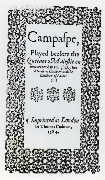 Frontispiz zu Campaspe von John Lyly, 1584 von English School